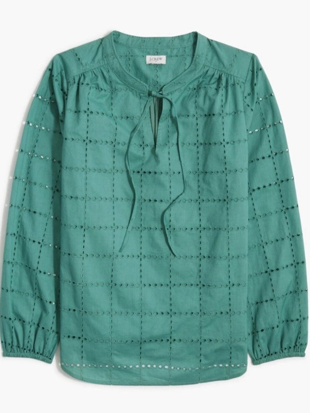 J.Crew Long-sleeve eyelet top -- Large -- Frosty Mineral